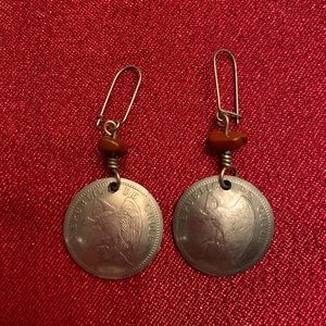 Hand Made 20 Centavo Chilean Coin Earrings